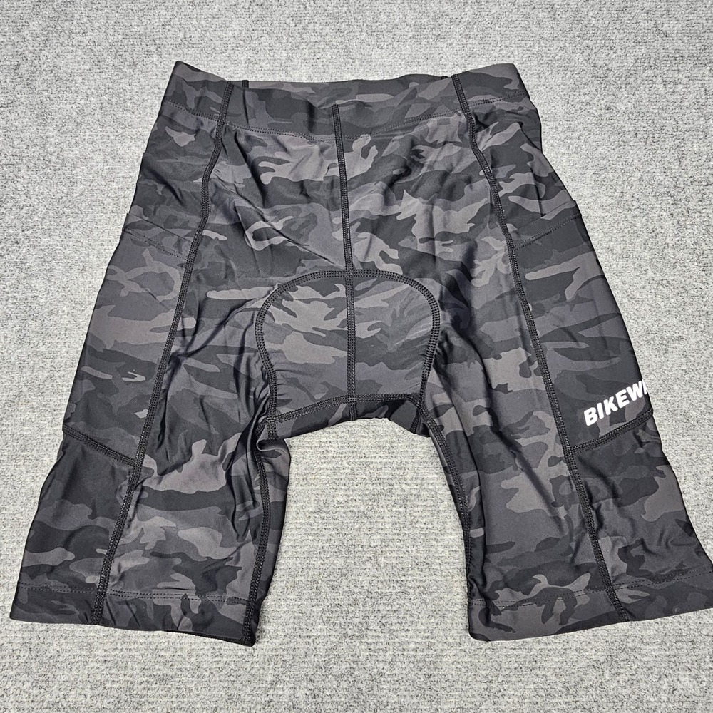 BIKEWA Cycling Shorts Men Medium Black Camo Padded Bike Shorts Athletic